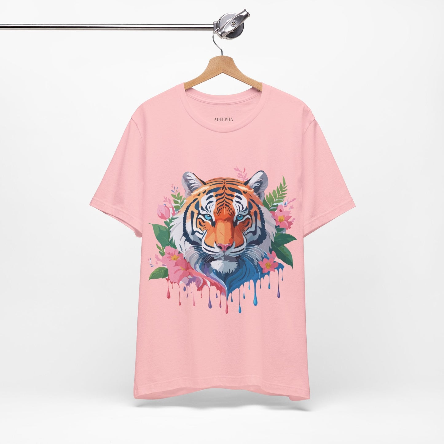 Tiger Graphic Tee Unisex Short Sleeve Shirt With Vintage Inspired Artwork By Adelpha