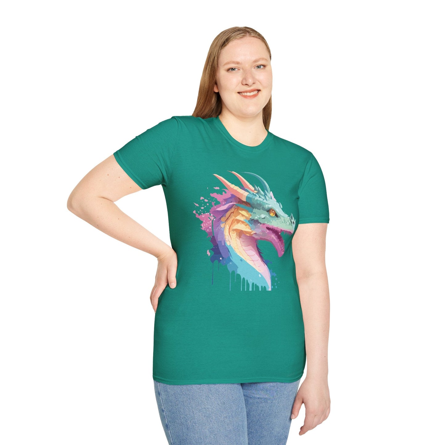 Dragon Graphic Tee Unisex Short Sleeve Dragon Shirt With Animal Design Gildan SoftStyle 64000