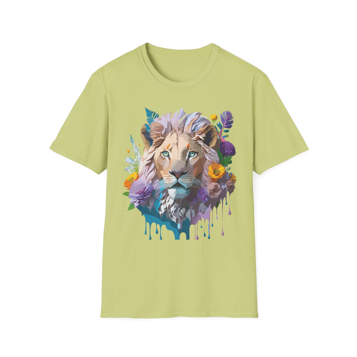 Watercolor Lion Face T-Shirt | Floral Safari Animal Tee