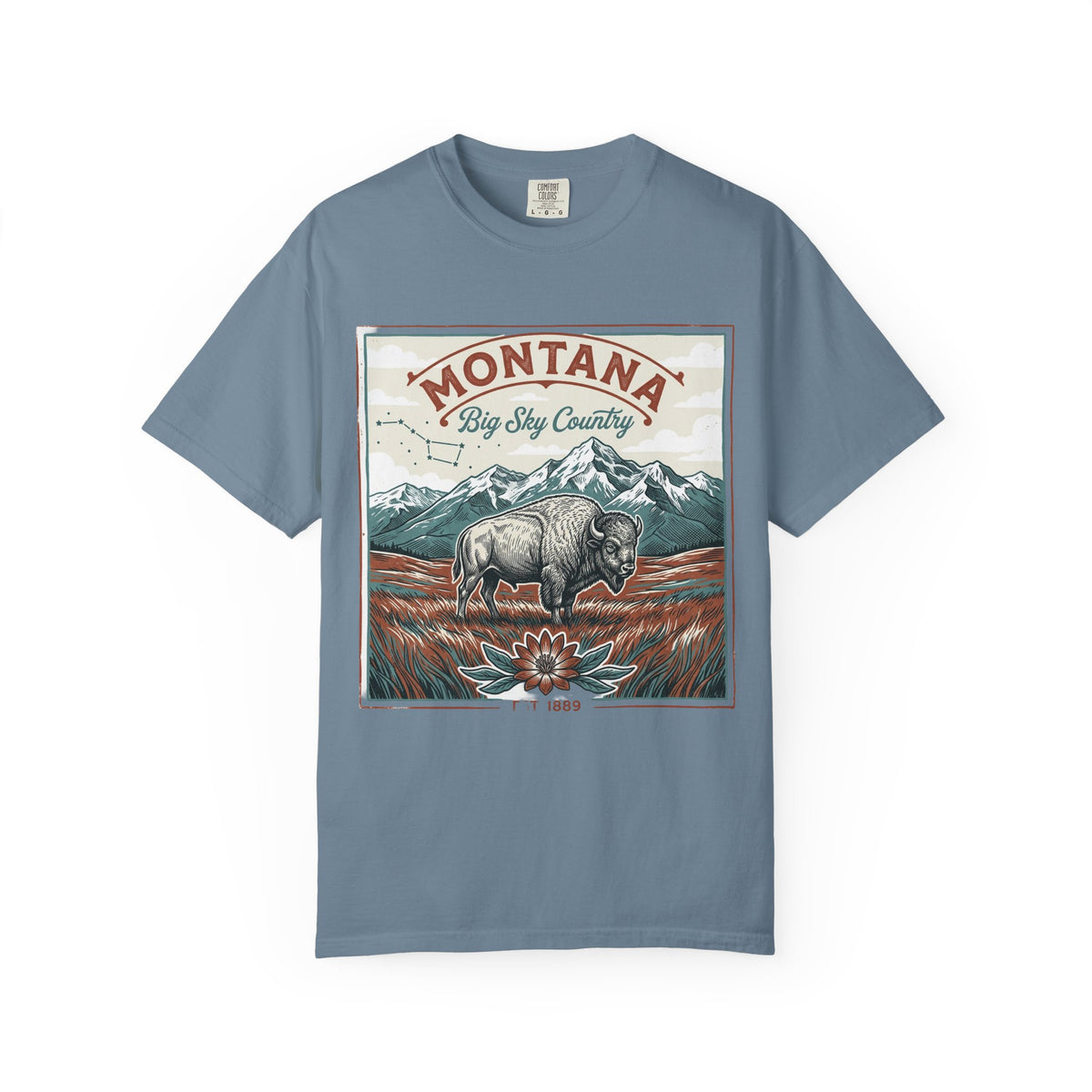 Montana Graphic Unisex Heavyweight Garment-Dyed Travel Tourist Graphic Gift Tee 100 Cotton Comfort Colors T-Shirt