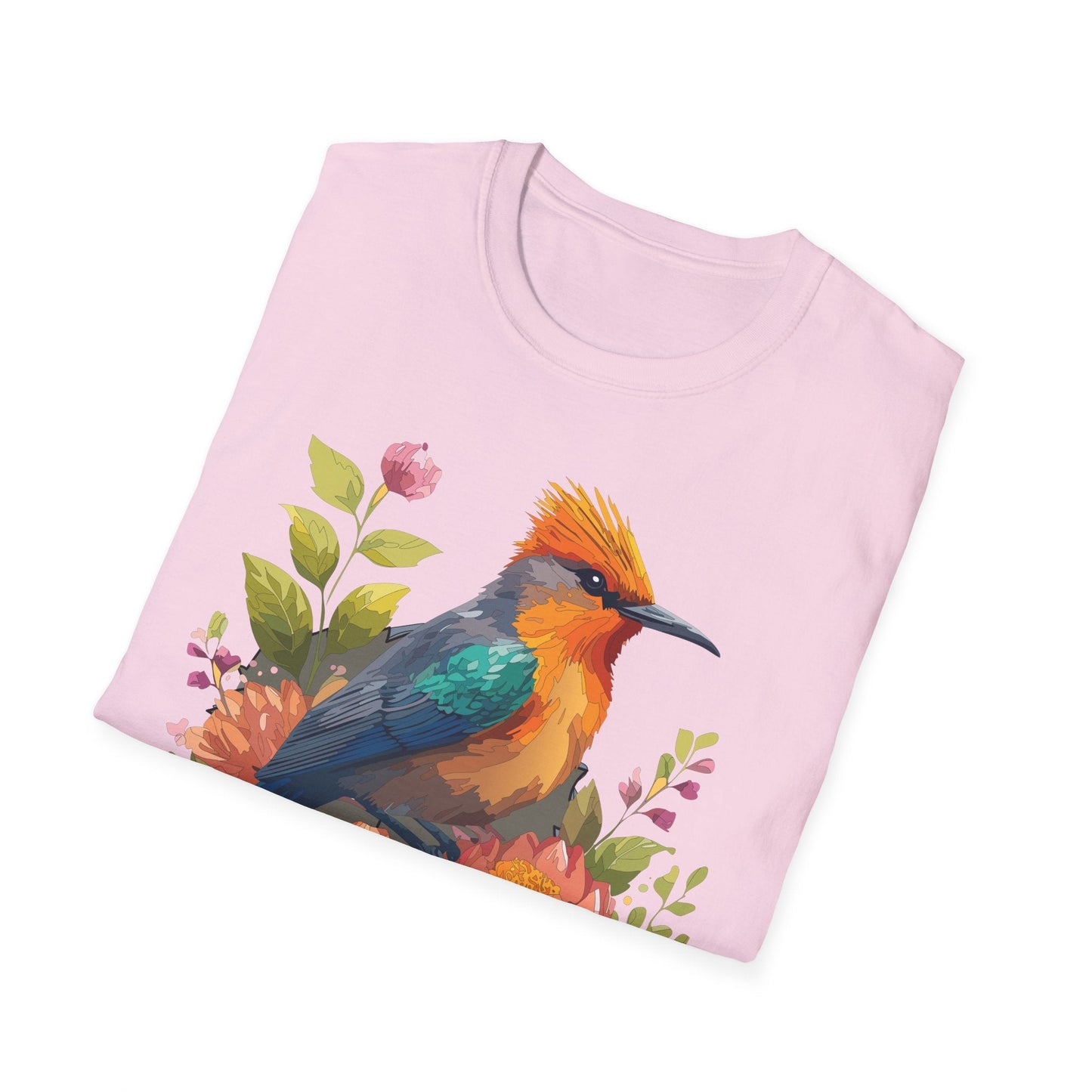 Floral Bird T Shirt For Unisex Wear Gildan Softstyle 64000 100 Percent Cotton Tee