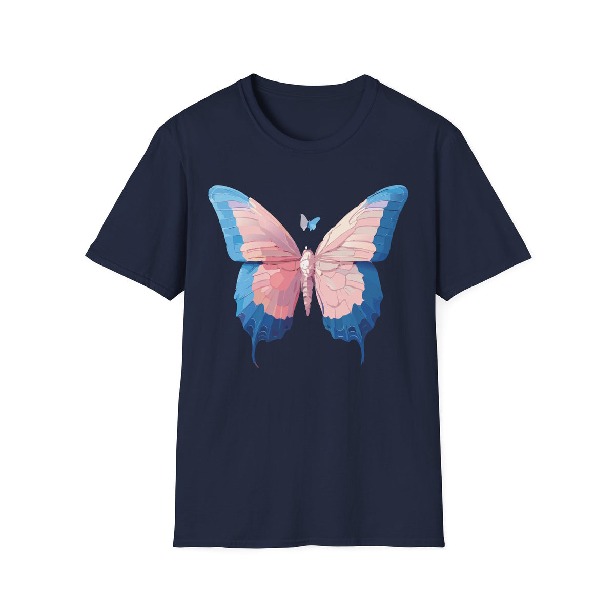 Butterfly Graphic T-Shirt — Pastel Pink & Blue Wing Graphic Tee Unisex 100 Cotton Gildan T-Shirt