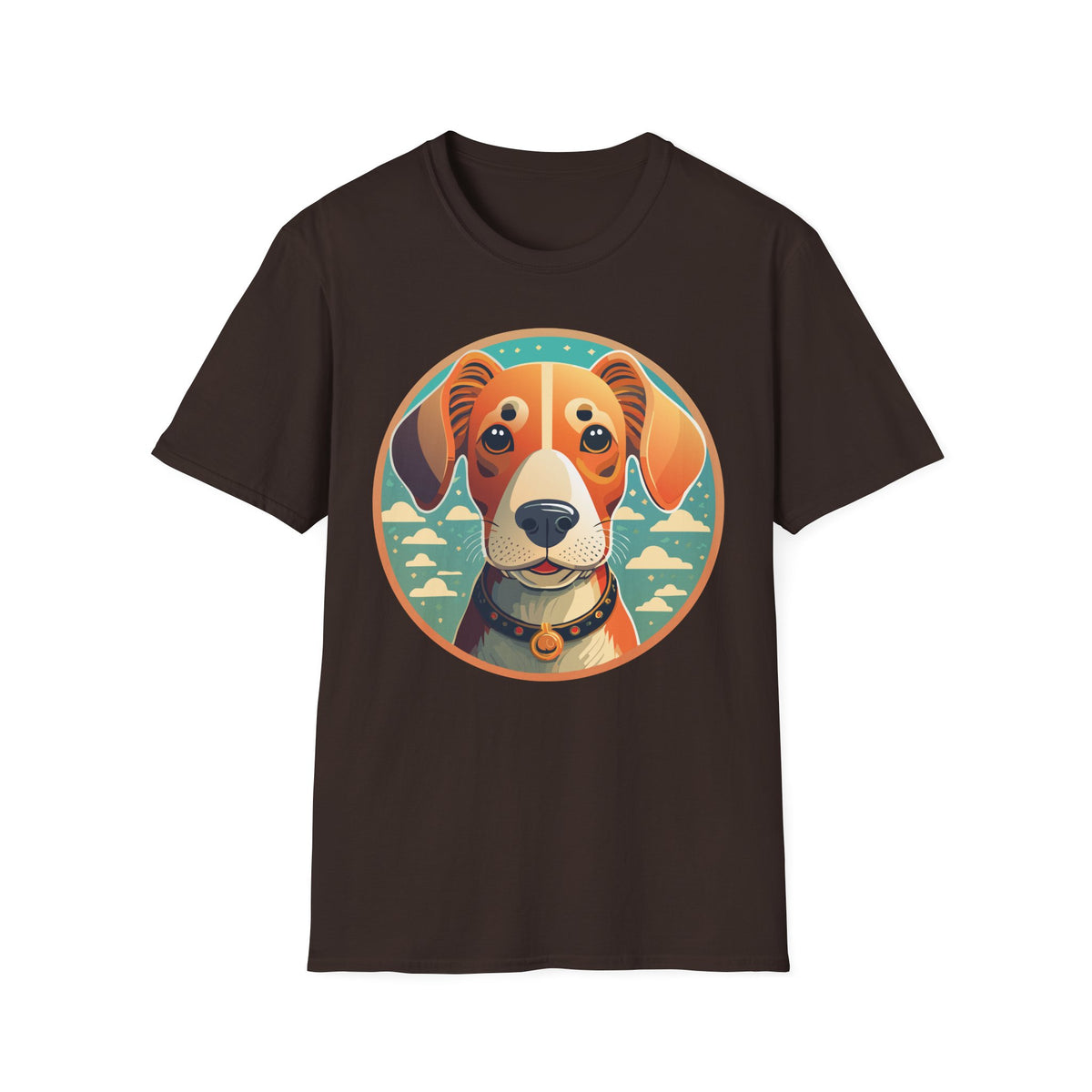 Beagle Portrait T-Shirt | Cute Dog Face Illustration, Retro Circle Pet Tee