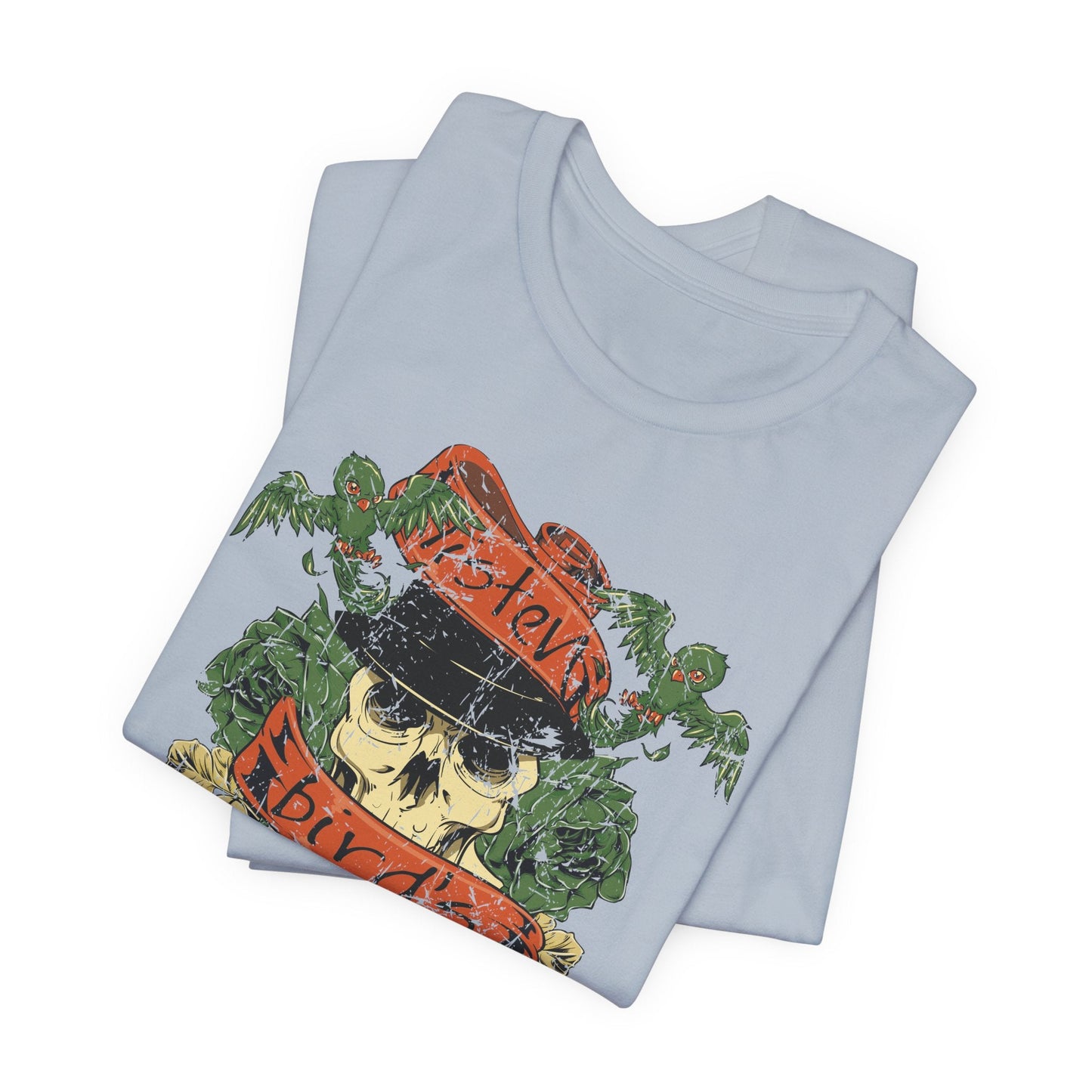 Skull Floral Tattoo Style Graphic Design Unisex Cotton T-Shirt Art-38