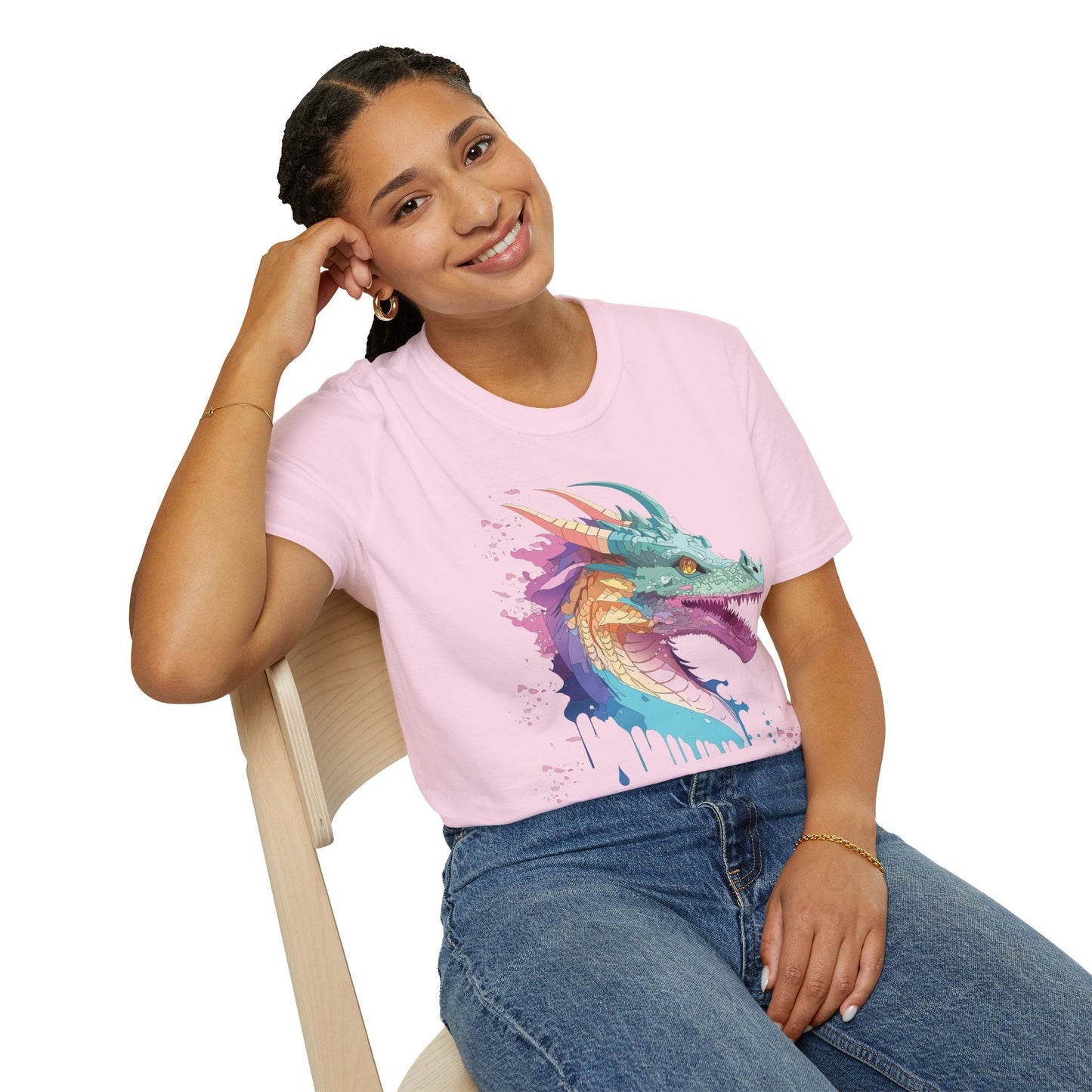 Dragon Graphic Unisex Cotton Softstyle Art Design Tee With Animals 20
