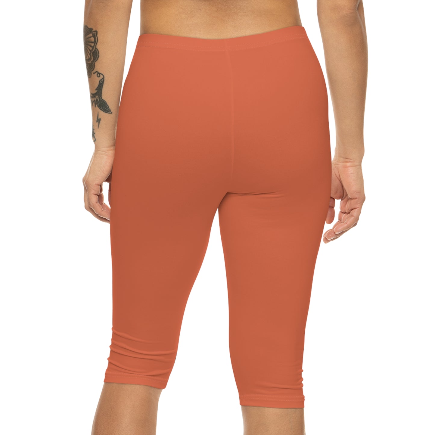 Burnt Orange Color Women's Brushed Suede Poly Span Casual Capri Leggings XS-2XL