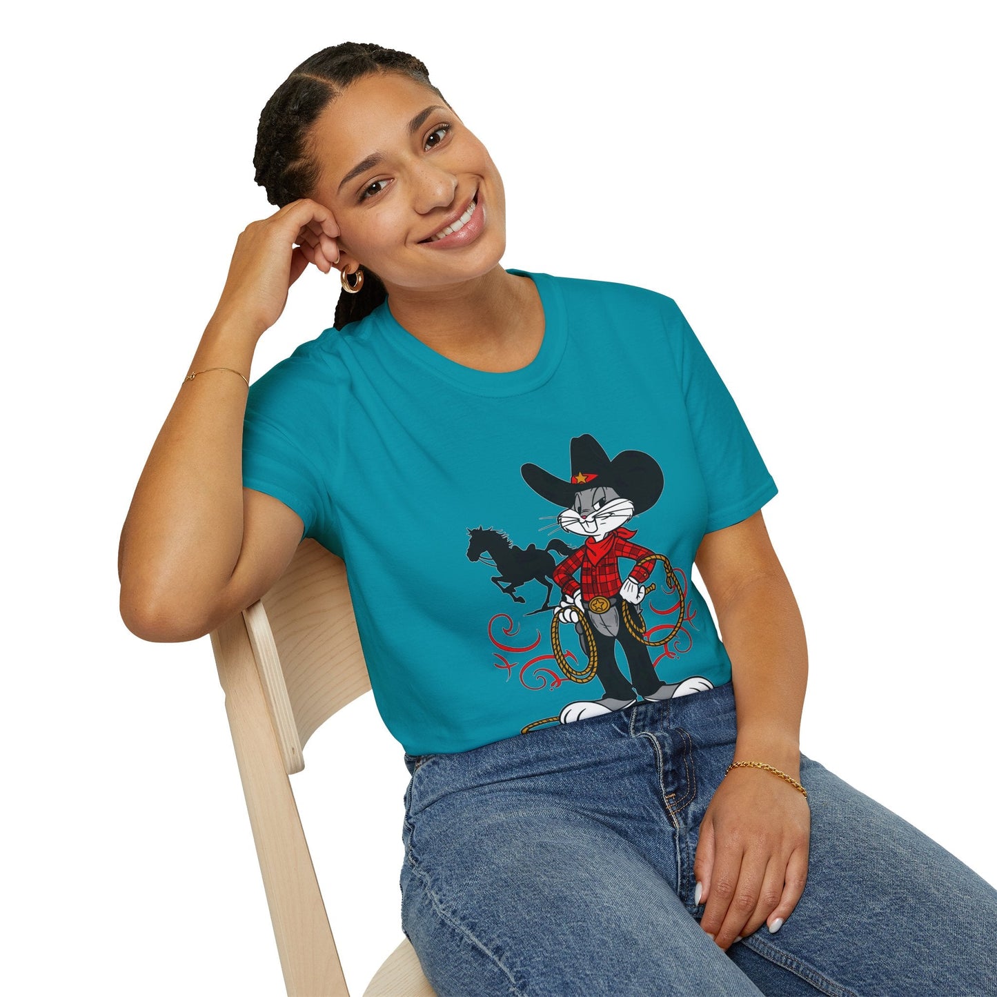 Bugs Bunny T Shirt Unisex Cartoon Tee Softstyle 64000 100 Percent Ring Spun Cotton