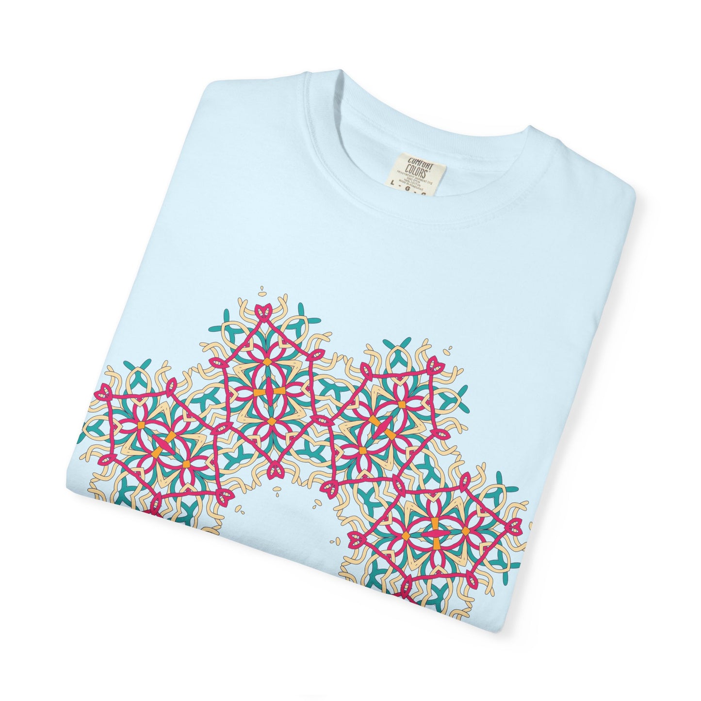 Unisex Garment Dyed Cotton T-Shirt with Mandala Graphic Design