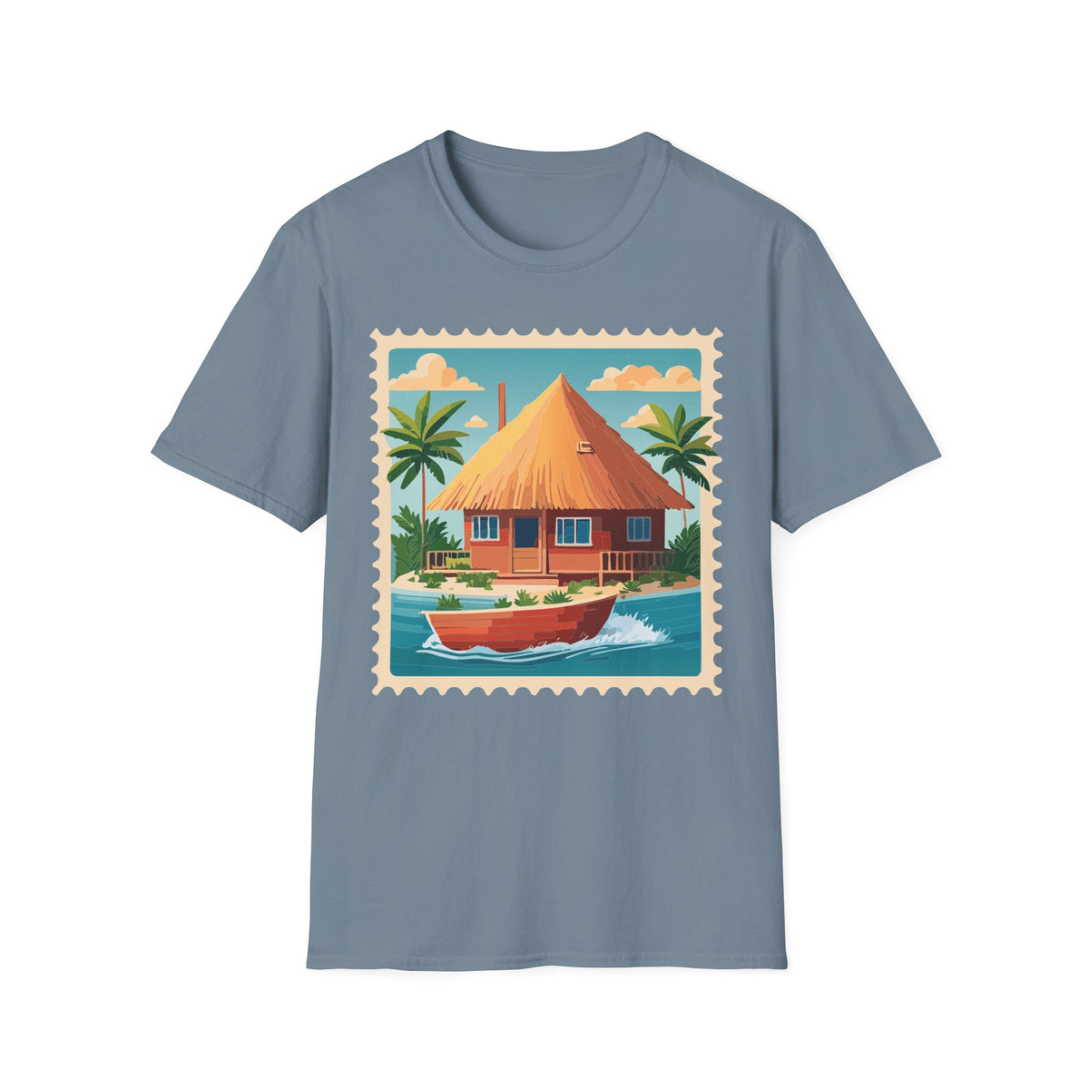 Tropical Tiki Hut T-Shirt | Beach House Palm Tree Illustration