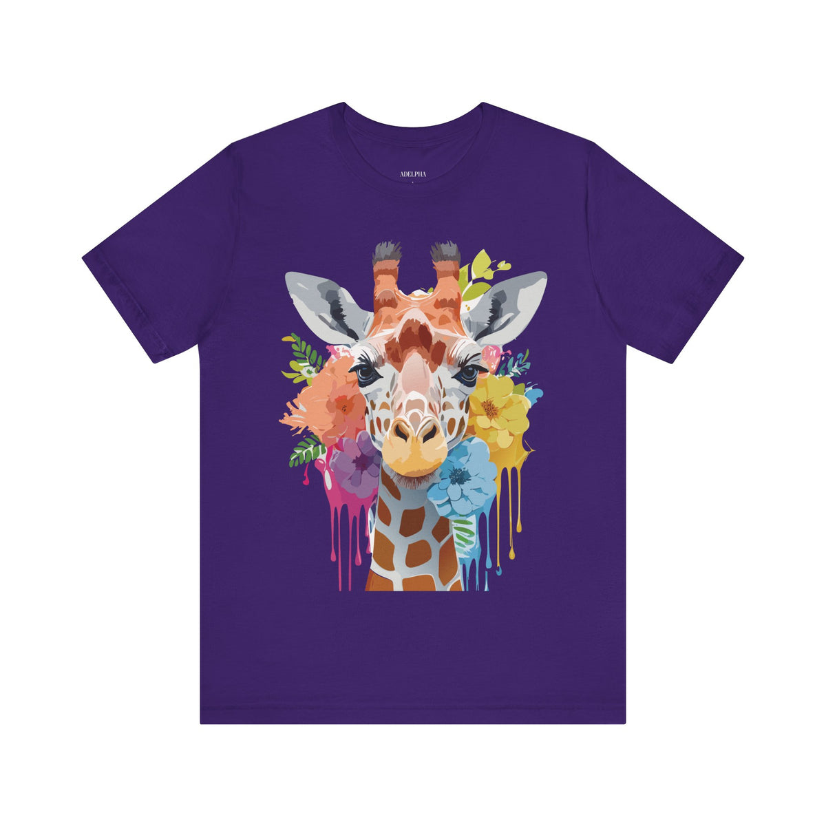 Giraffe Graphic Unisex Cotton Bella+Canvas Tee with Art Animal Design e16
