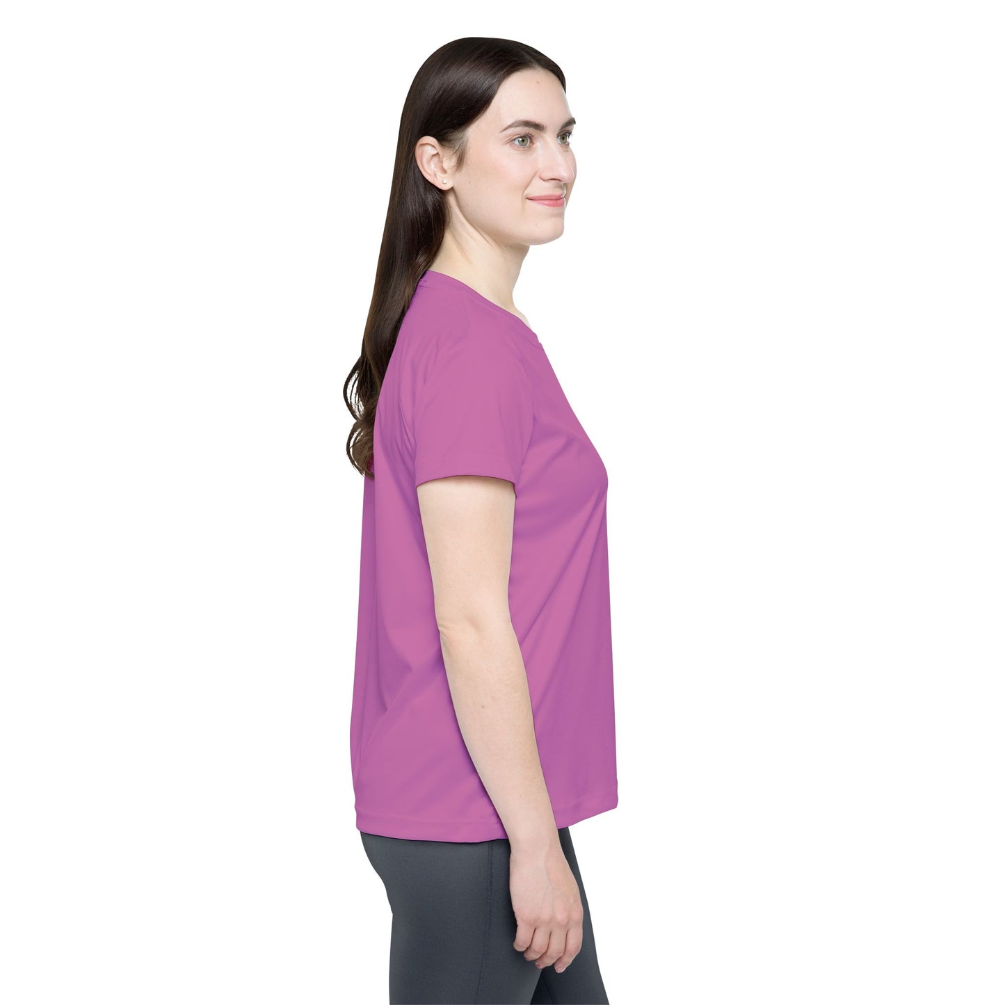 Petal Pink Women's Sports Jersey Short Sleeves 100% Poly Solid Pink Color Print Athletic Tee