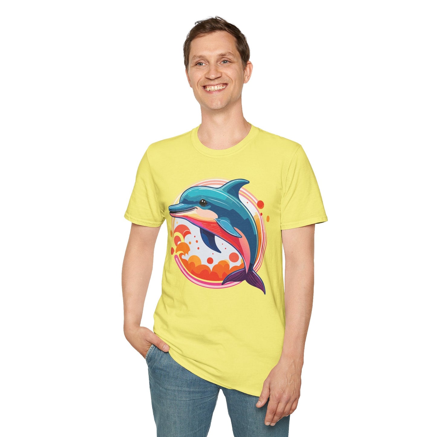 Dolphin Shirt Unisex Softstyle Tee Short Sleeve 100 Percent Ring Spun Cotton Gildan 64000