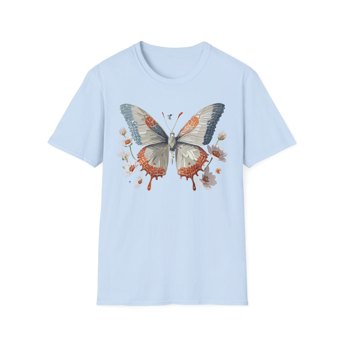 Vintage Botanical Butterfly T-Shirt | Floral Wings Illustration Graphic Tee Unisex 100 Cotton Gildan T-Shirt