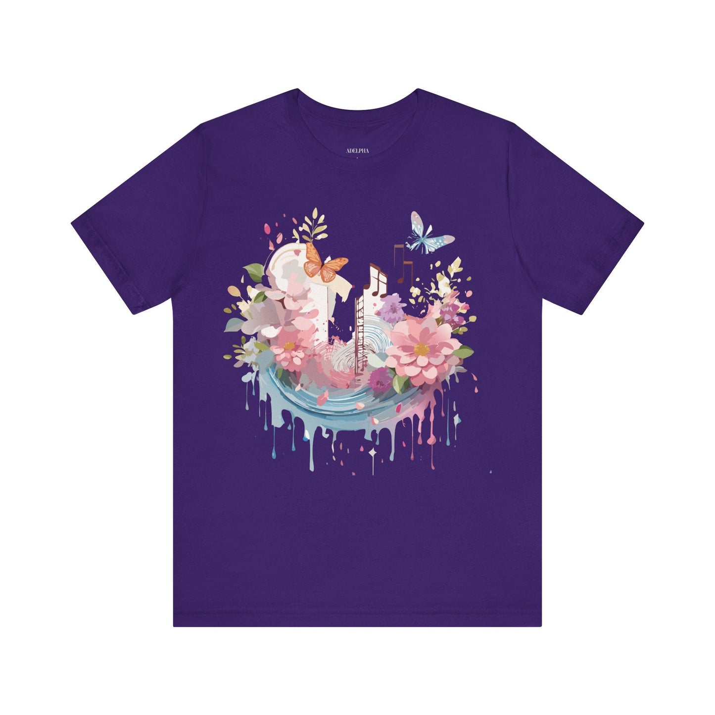 Music Graphic Unisex 100 Cotton Vintage Art with Musical Elements Tee 121