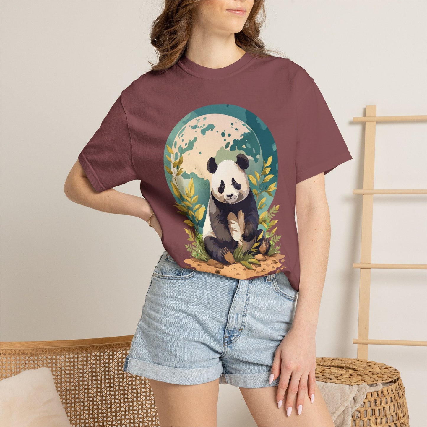 Panda Portrait Graphic T-Shirt Unisex Cotton Floral Animal Art Tee pp6