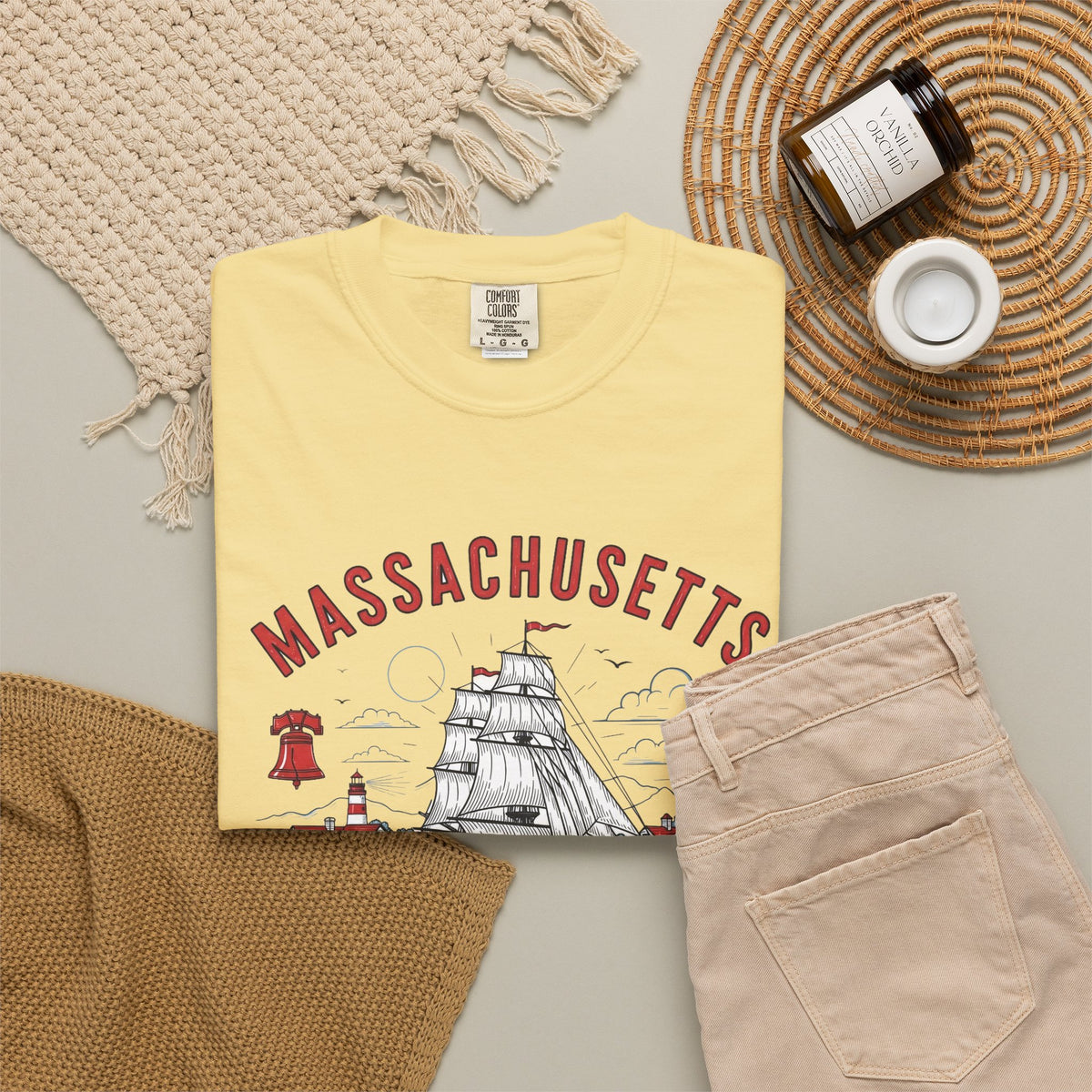 Massachusetts State Vintage Travel Tourist Graphic Tee Unisex 100 Cotton Comfort Colors T-Shirt