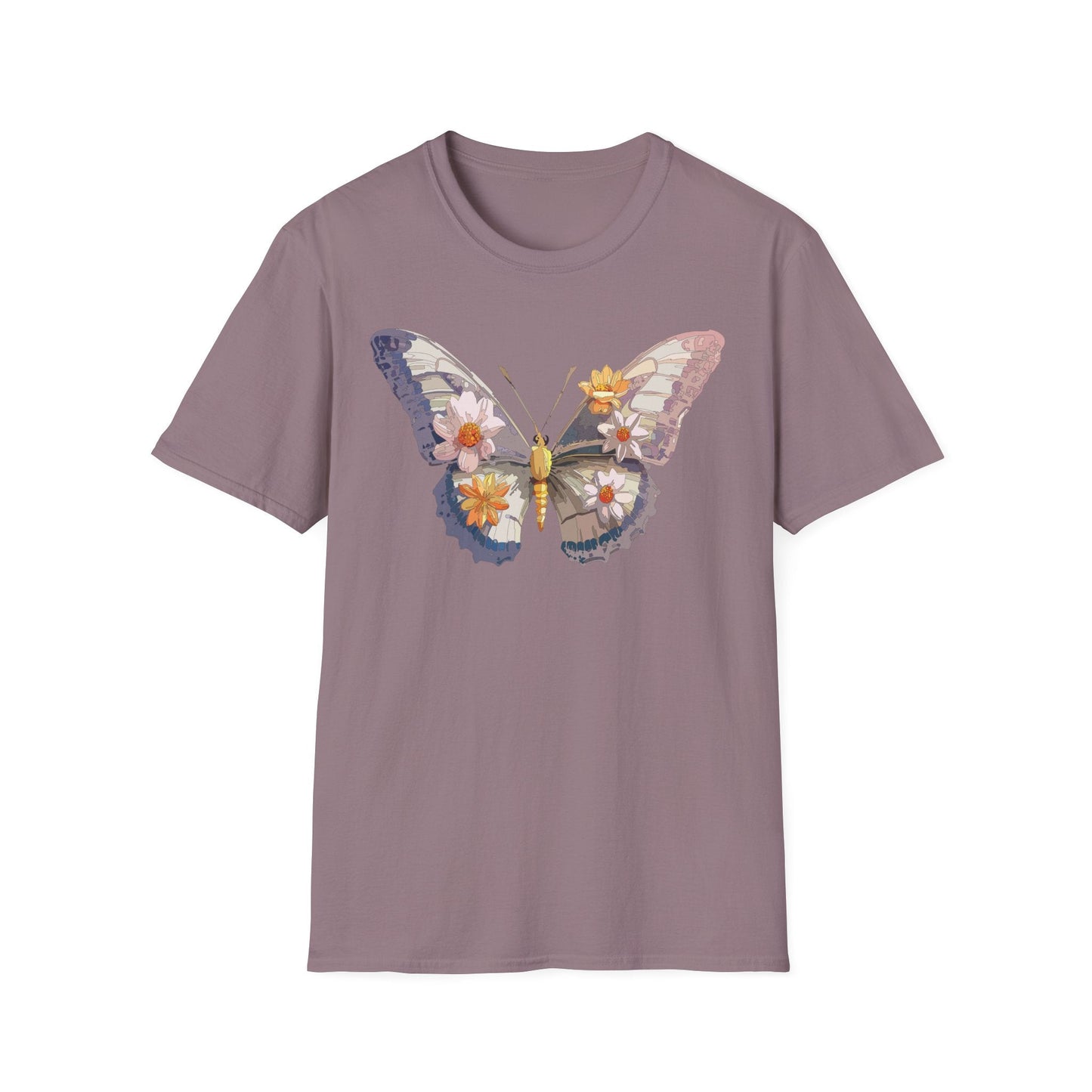 Butterfly Shirt Unisex Short Sleeve Tee Monarch Butterfly Design Gildan Softstyle 64000