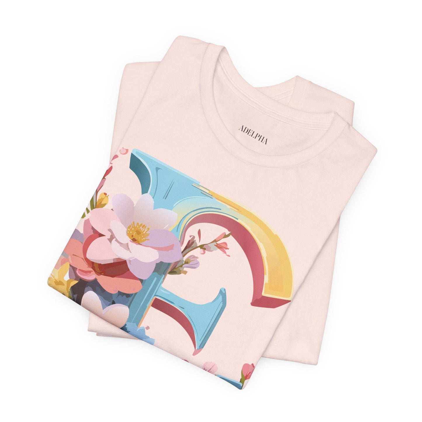 Letter E Shirt Unisex Graphic Tee Short Sleeve Vintage Inspired Art Design Adelpha
