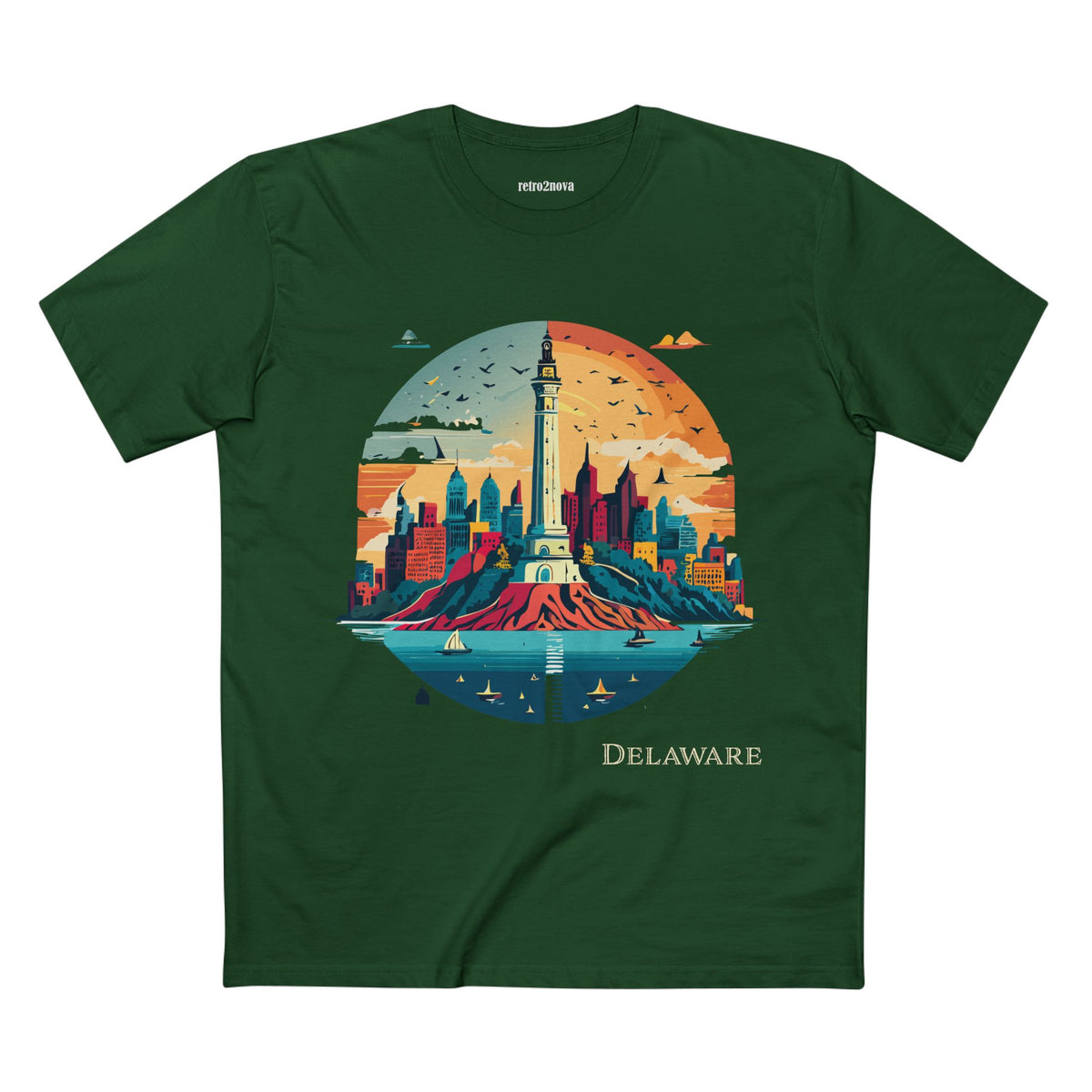 Delaware Lighthouse Skyline Tee | Coastal State Travel Shirt