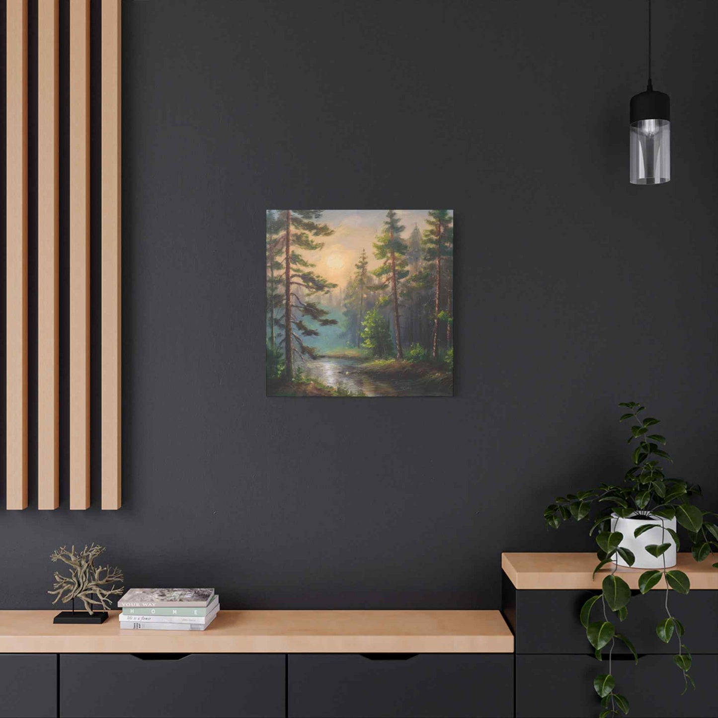 Forest Print Canvas, Trees Oil Paint Print 20x20, 24x24, 30x30, 32x32, 36x36 Art Design Print Pine-Wood Inner Frame MC-74