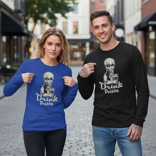 Creepy13 Skull Graphic Unisex Cotton Long Sleeve Bella+Canvas Tee with Art Design 184