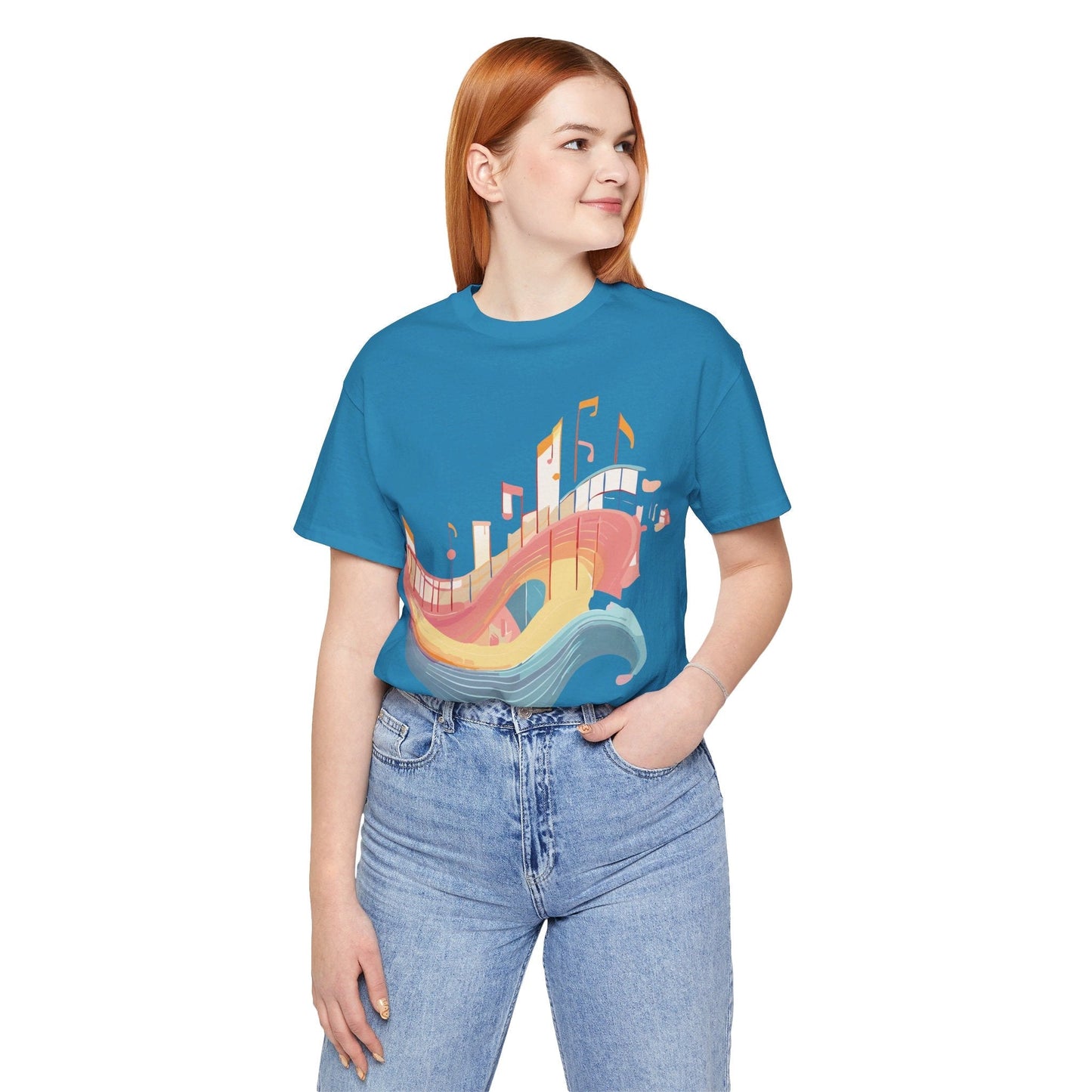 Music Graphic Unisex 100 Cotton Vintage Art with Musical Elements Tee 22