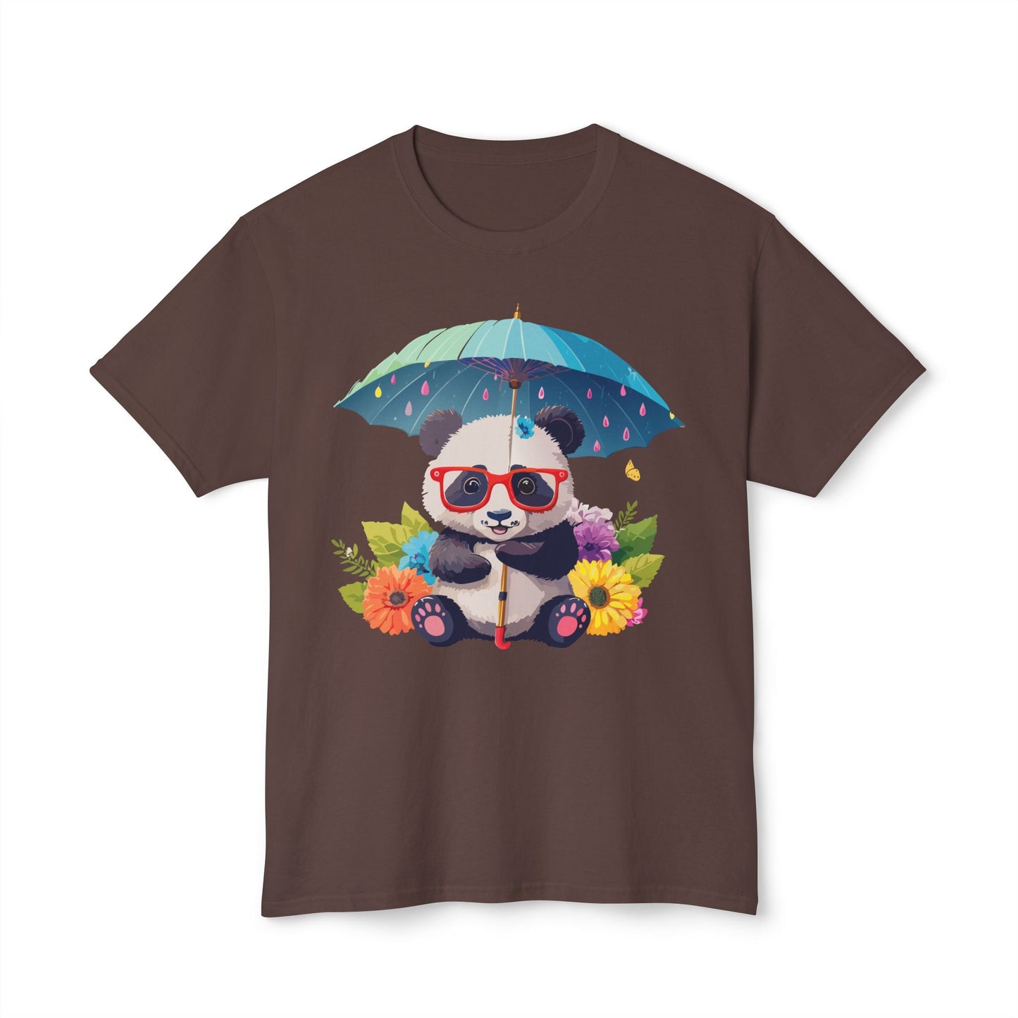Panda Art T Shirt Unisex HD Cotton Tee With Floral Print Panda Design USA Printed Now