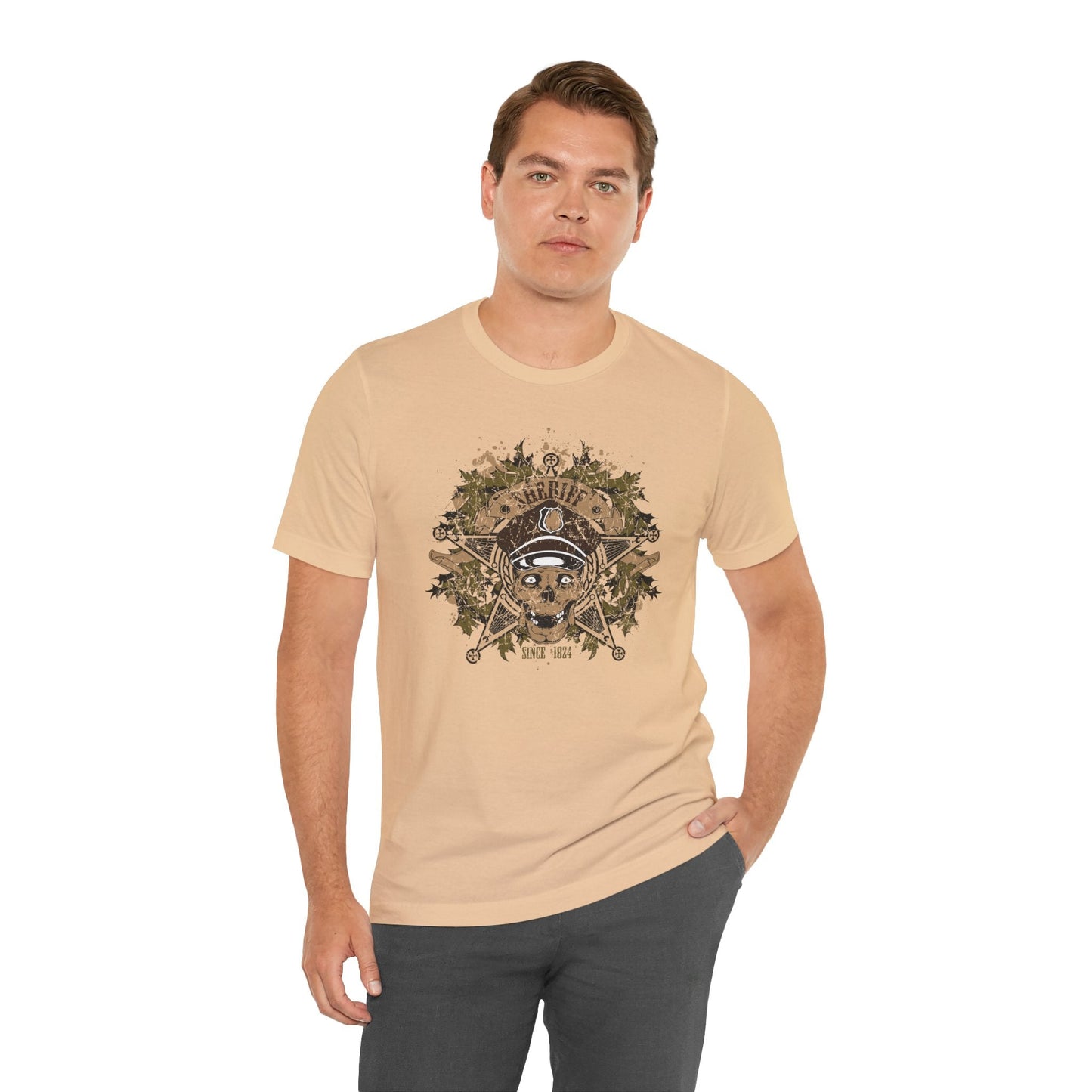 Skull Floral Emblem Graphic Unisex Cotton Tee Art-45