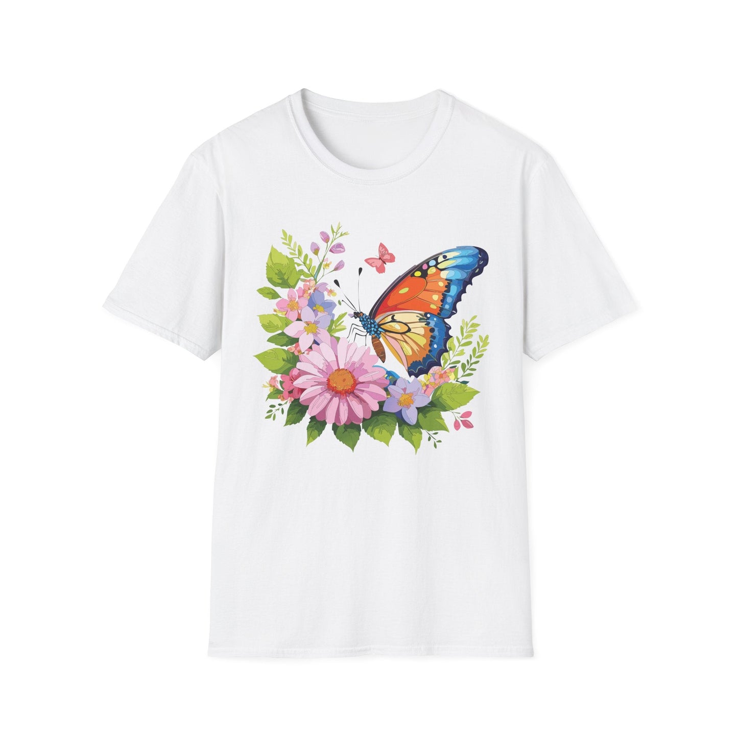 Butterfly T Shirt Unisex Short Sleeve Gildan Softstyle 64000 Monarch Butterfly Design Graphic