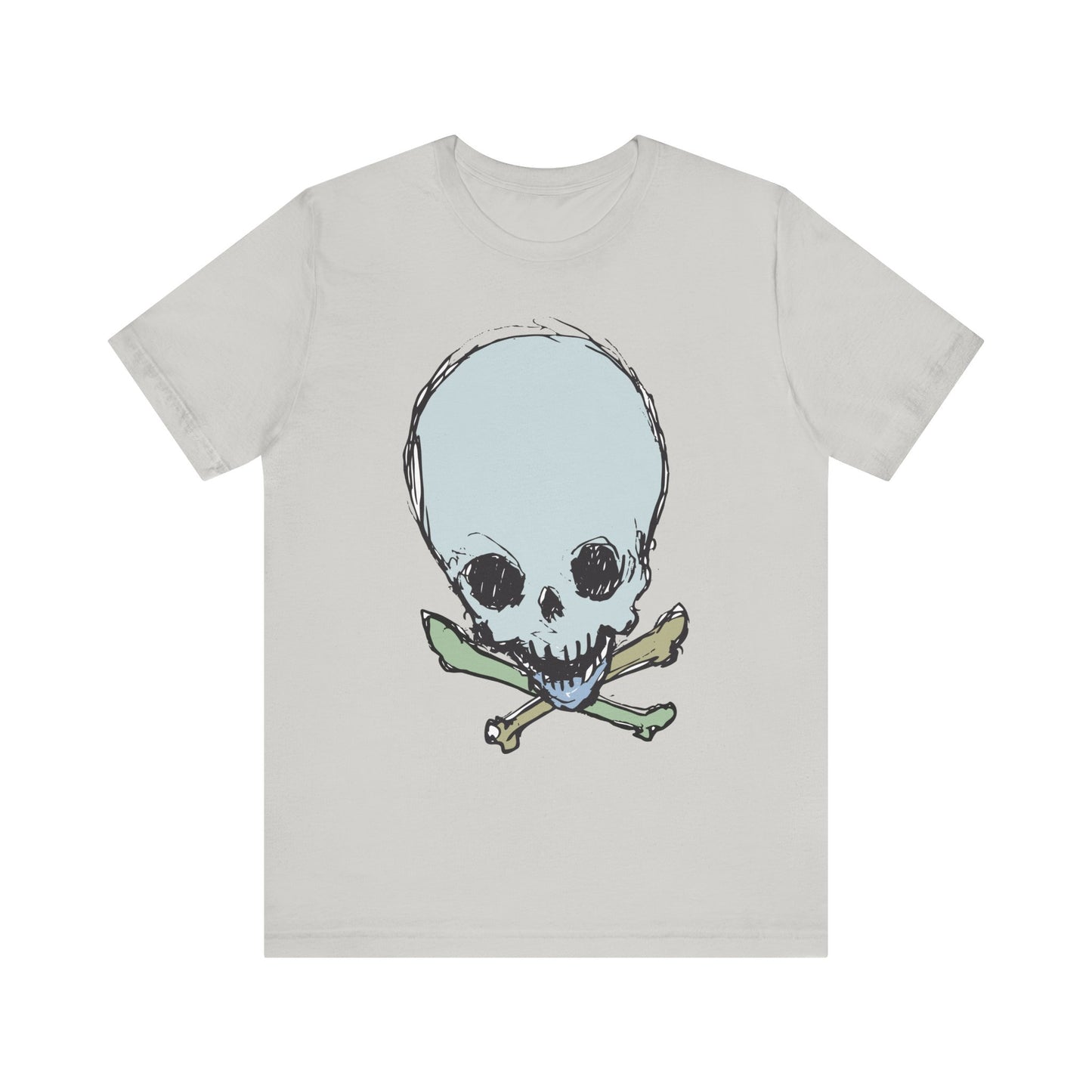 Lt Blue Skull Graphic Design Tee, Skull Shirt, Vintage Tees, Art Design T-Shirt, Vintage Graphic Tee, Art Shirts with Skulls