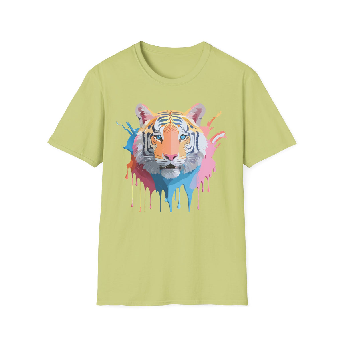 Colorful Tiger Portrait T-Shirt | Watercolor Drip Animal Tee