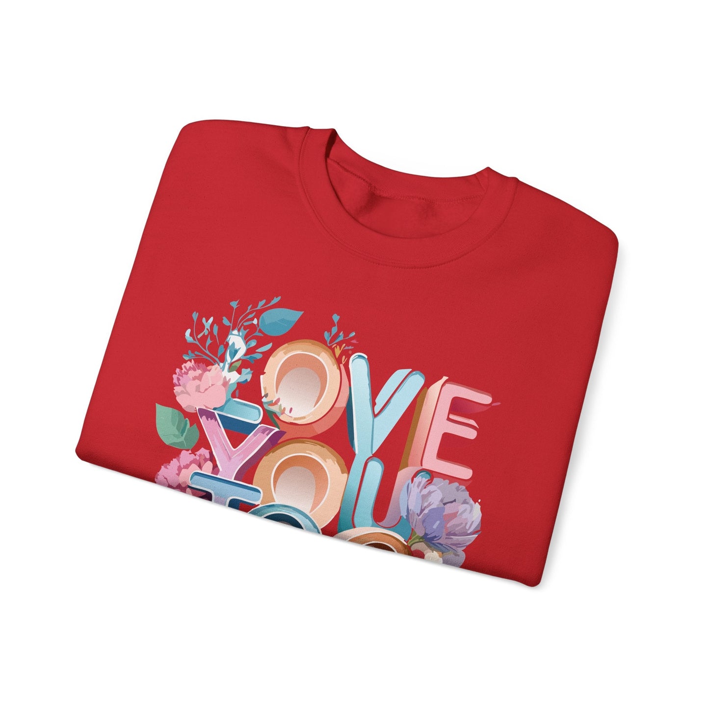 Floral Love Sweatshirt Valentines Day Unisex Crewneck Gildan 18000 Heavy Blend Warm