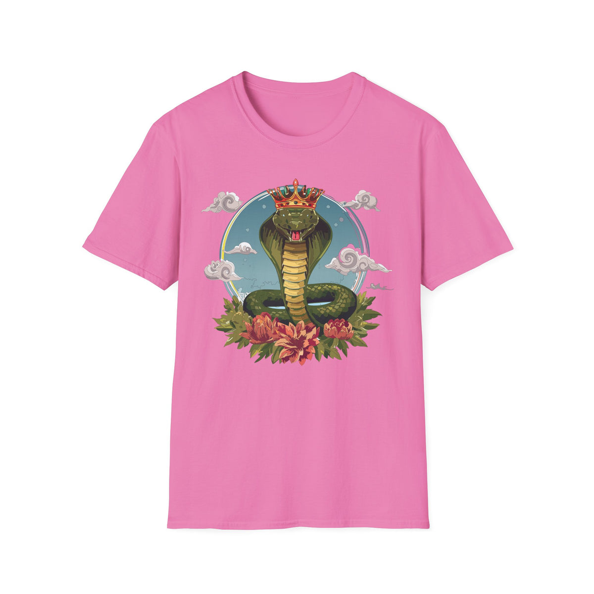 Crowned King Cobra T-Shirt | Snake Illustration, Regal Reptile Art