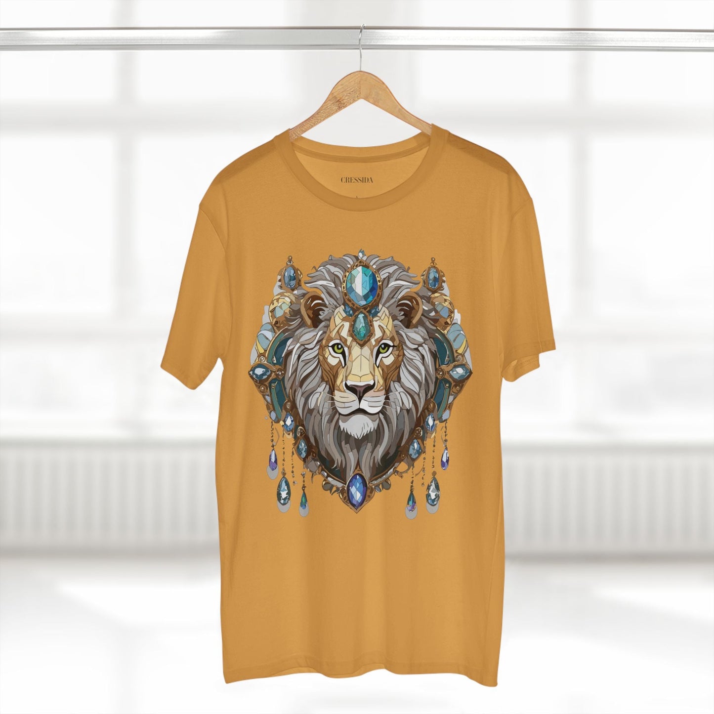 Lion Graphic Unisex 100 Cotton Tee With Unique Animal Golden Medallion Art Design 61