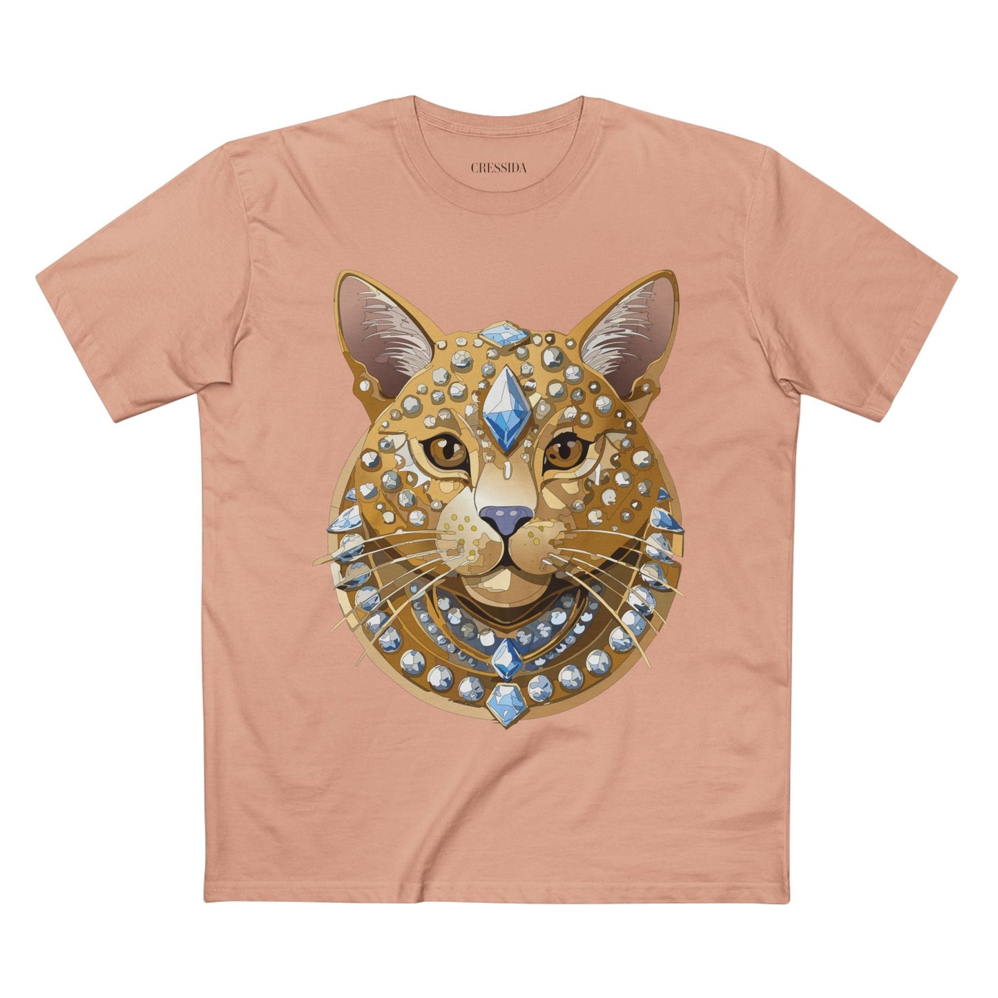 Cat Graphic Unisex 100 Cotton Tee With Unique Animal Golden Medallion Art Design 11