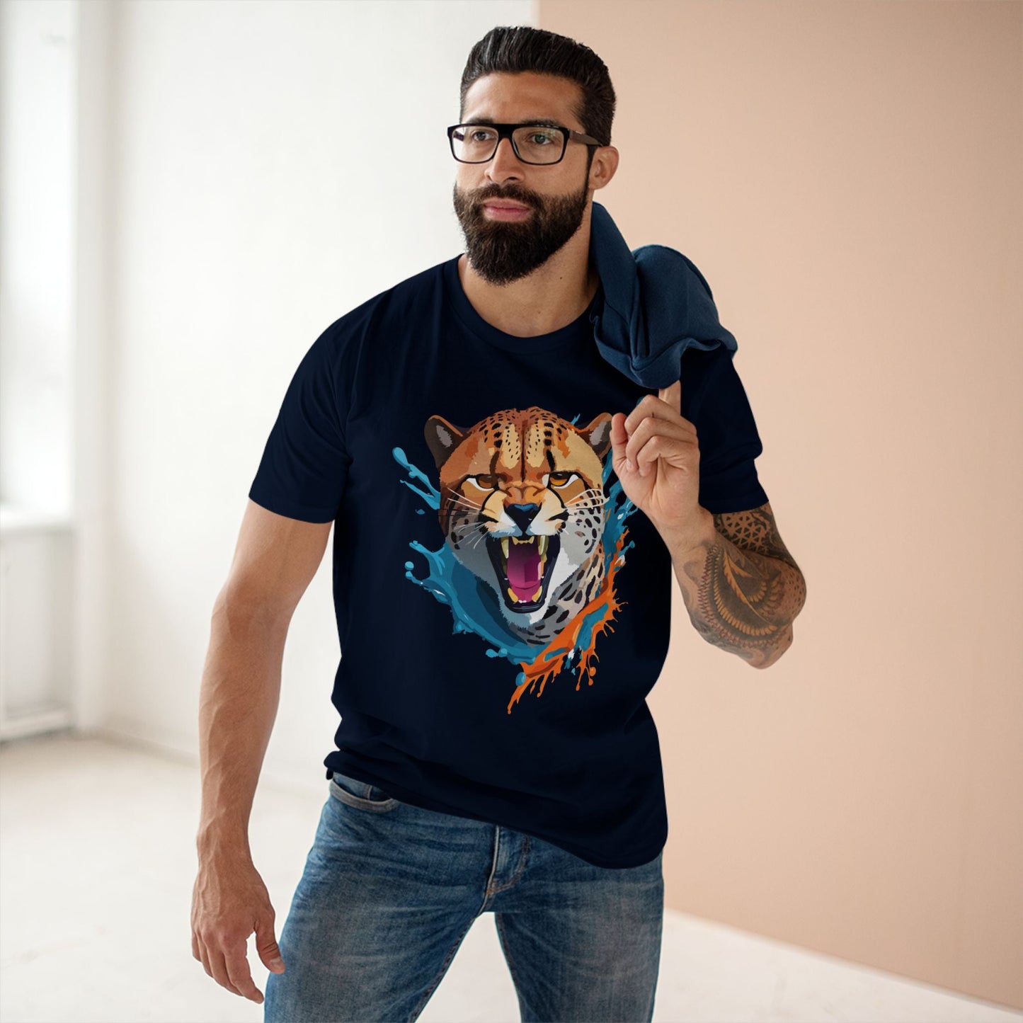 Cheetah Graphic Unisex 100 Cotton Staple Tee with Animal Design Artwork 26