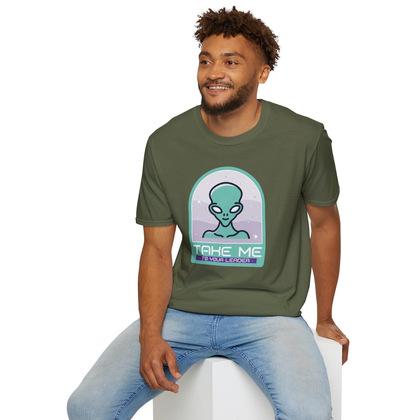 Alien Graphic TShirt  Take Me to Your Leader Retro Space Tee