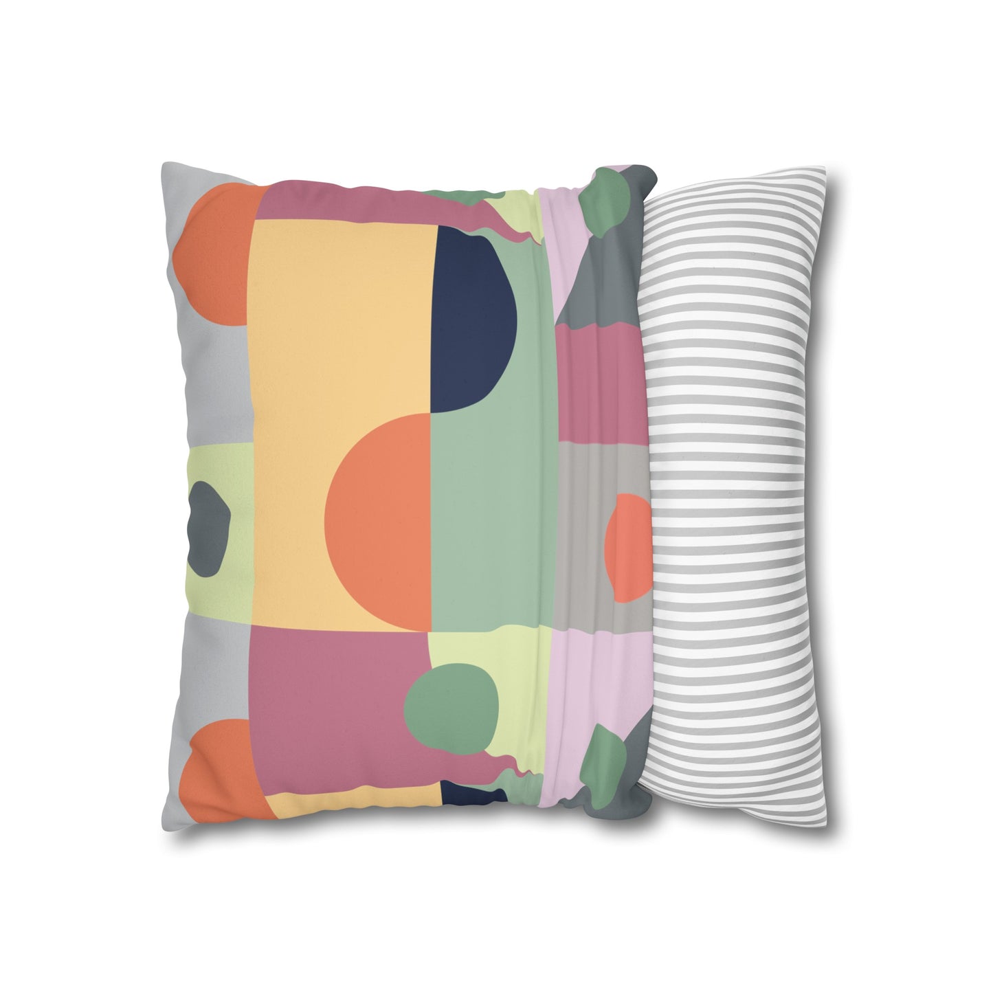 Faux Suede Pillowcase with Abstract print