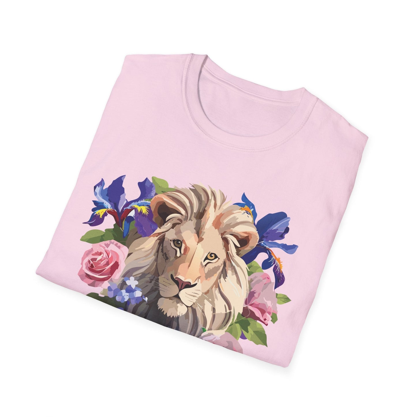 Unisex Lion Shirt Floral Lion Tee Softstyle Gildan 64000 100 Percent Cotton