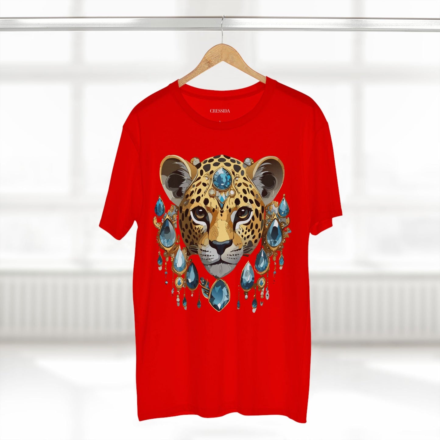 Cheetah Graphic Unisex 100 Cotton Tee With Unique Animal Golden Medallion Art Design 48