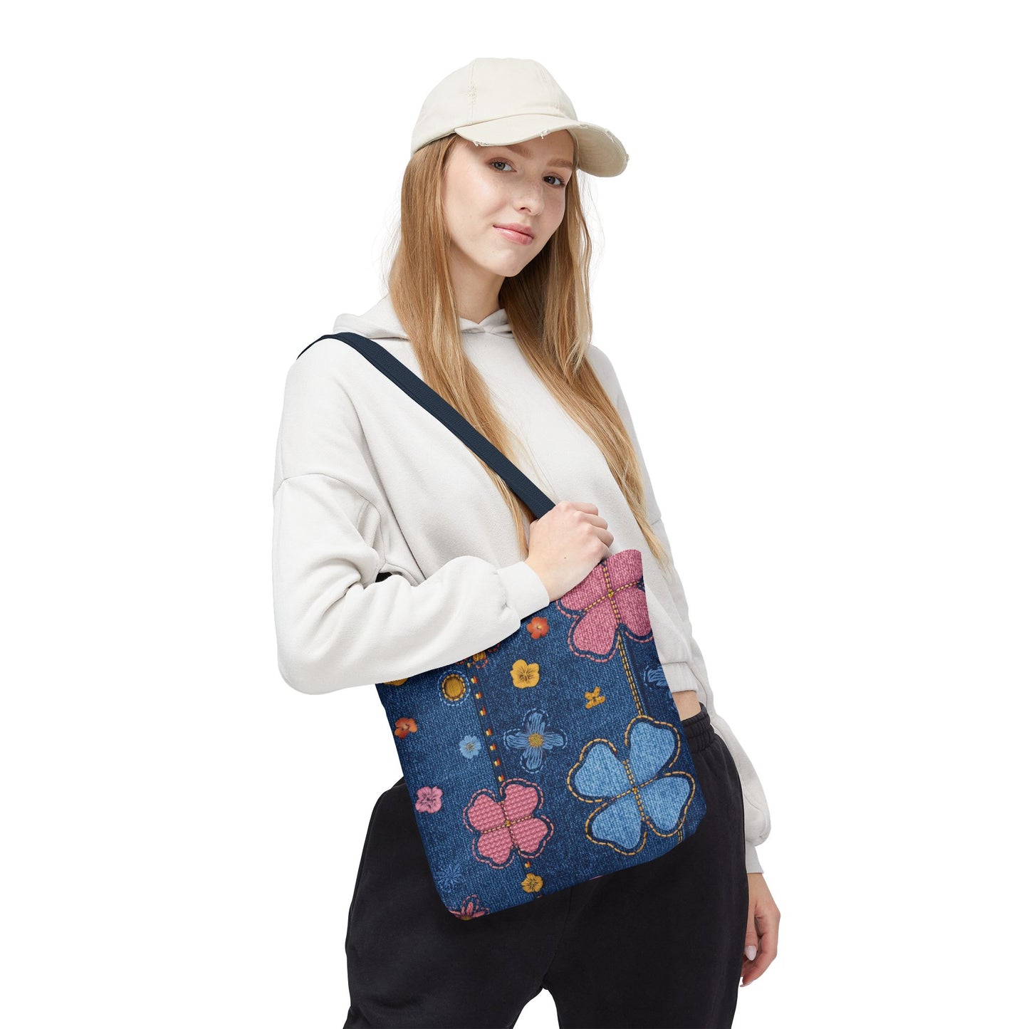 Denim Fabric Imitation Print Unisex Canvas Bag Poly Spun 3 Sizes Tote Bag 129