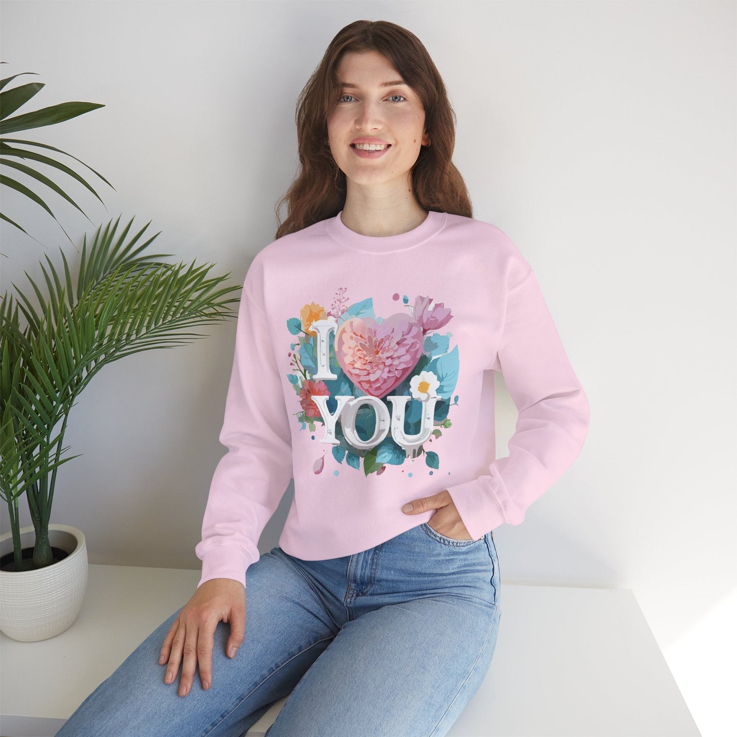 Floral Love Sweatshirt Unisex Valentines Day Gift 50 50 Cotton Polyester Crewneck