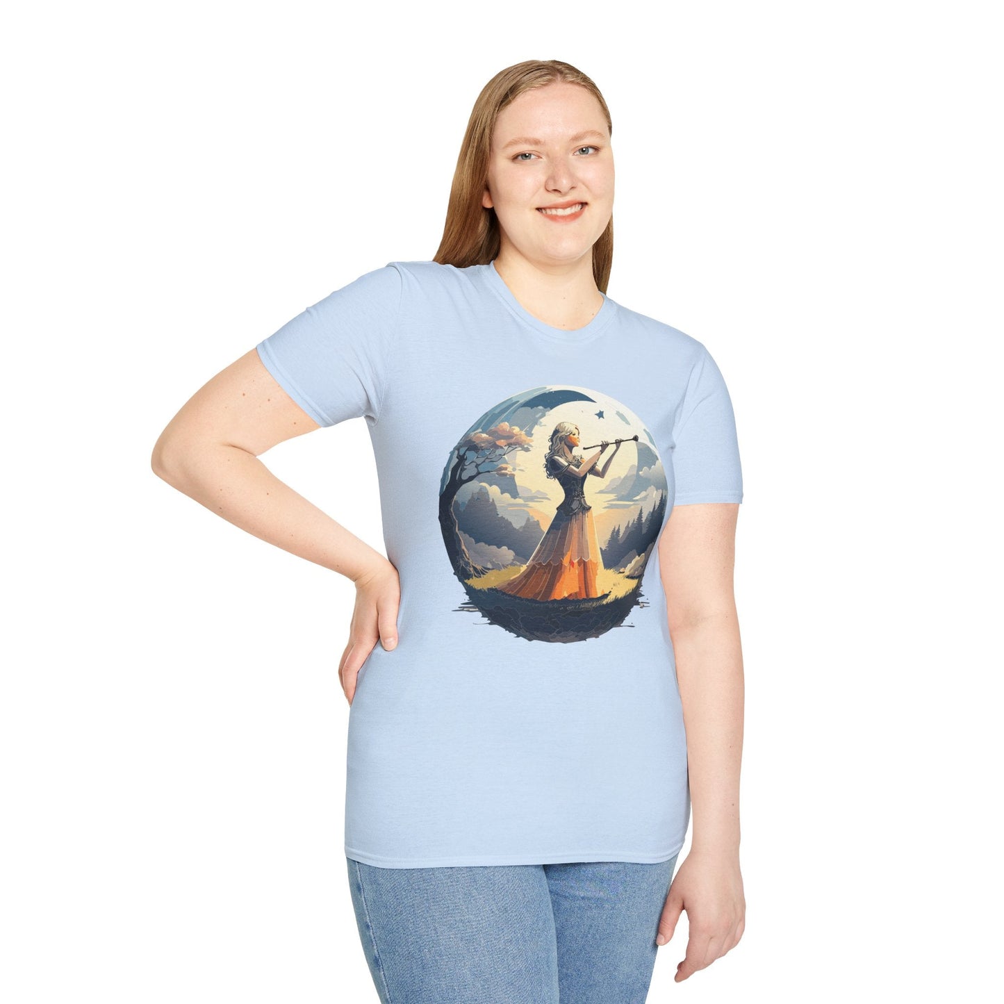 Unisex Softstyle Graphic T Shirt 100 Percent Ring Spun Cotton Art Design Tee For Women