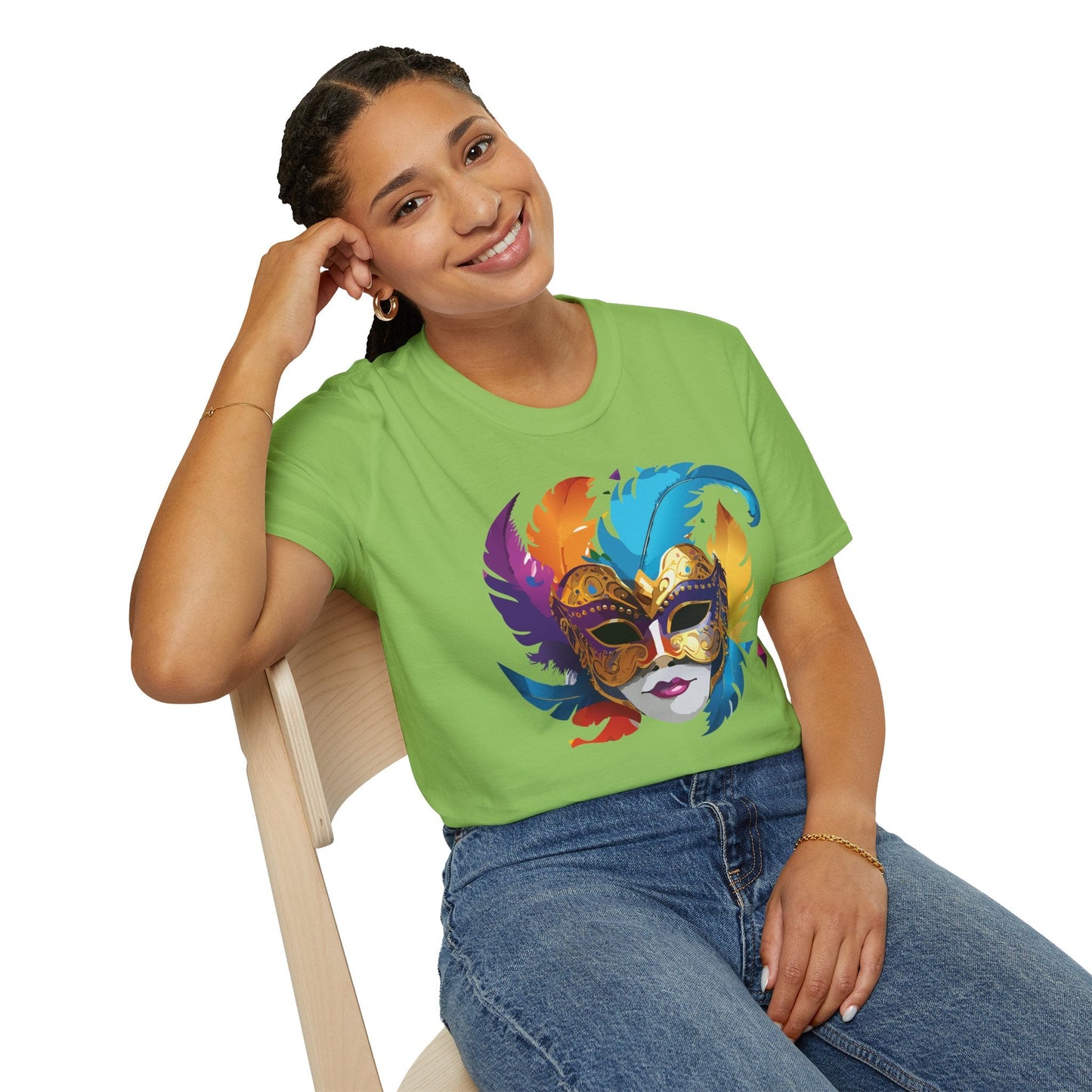 Mask Tee Shirt Unisex Short Sleeve Cotton Tee Art Design Masquerade Gildan Softstyle 64000