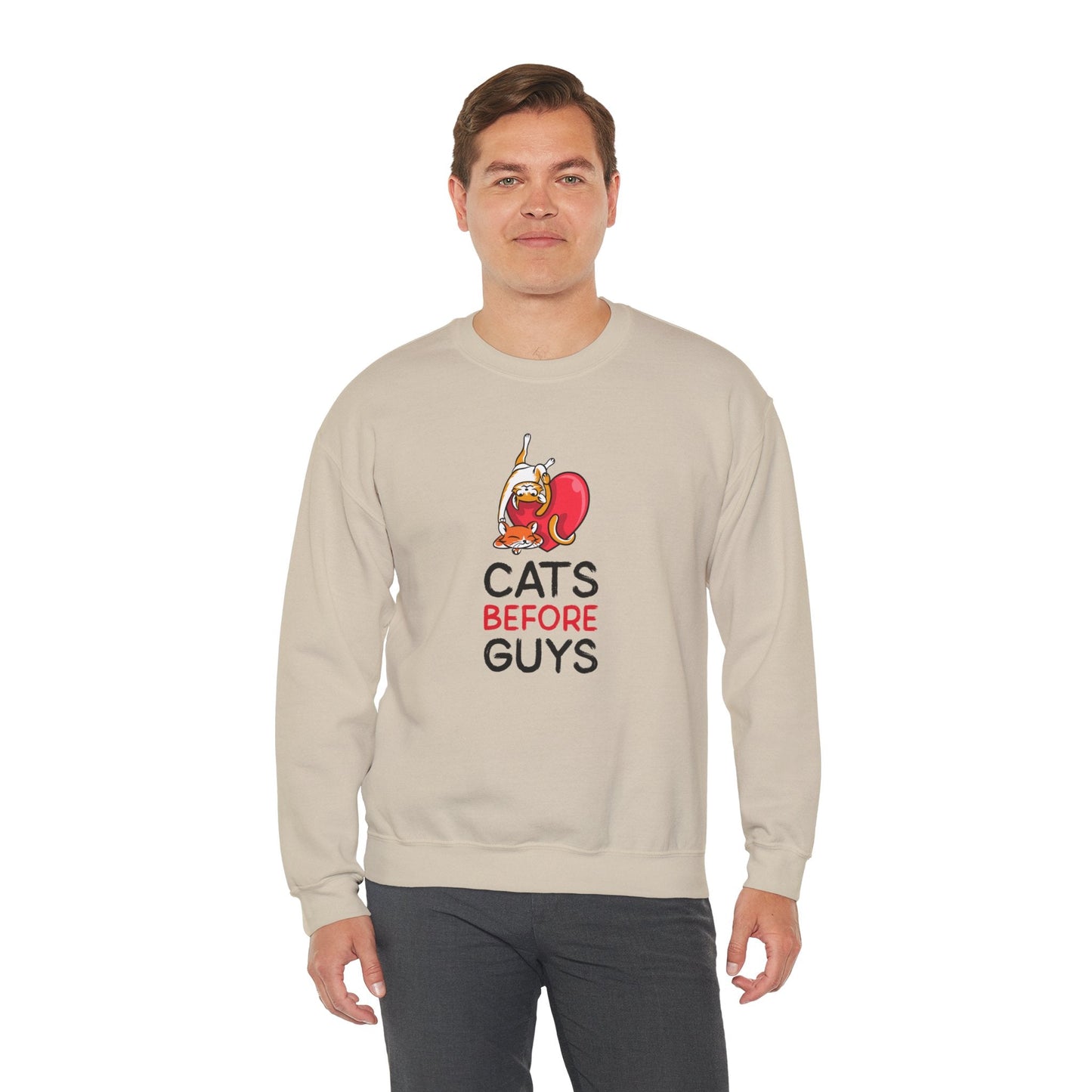 Cat Heart Sweatshirt Unisex Valentines Day 50 50 Cotton Poly Heavy Blend Crewneck Sweatshirt