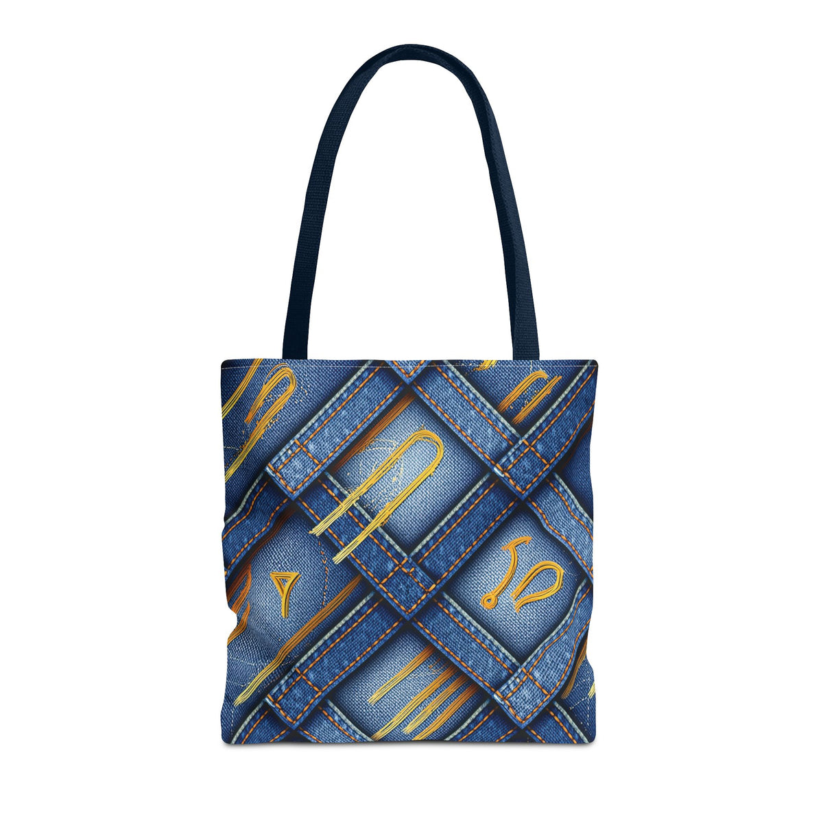 Denim Fabric Imitation Print Unisex Canvas Bag Poly Spun 3 Sizes Tote Bag 184-3