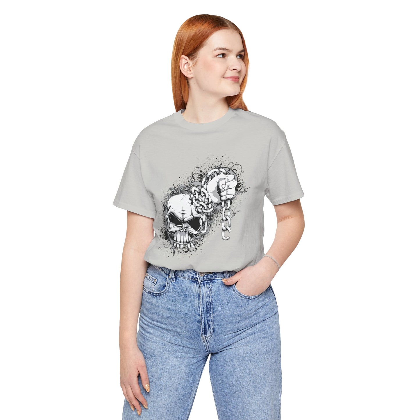 Chain Skull Graphic Design Tee, Skull Shirt, Vintage Tees, Art Design T-Shirt, Vintage Graphic Tee, Art Shirts with Skulls