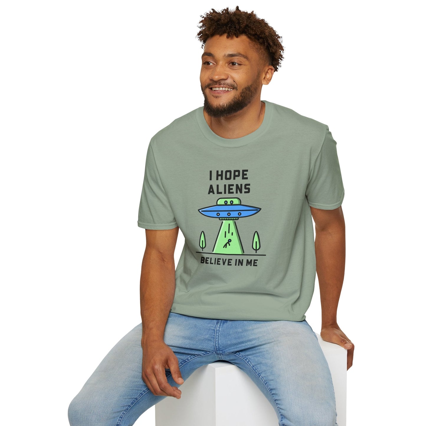 Alien UFO TShirt  I Hope Aliens Believe In Me Cute SciFi Graphic Tee