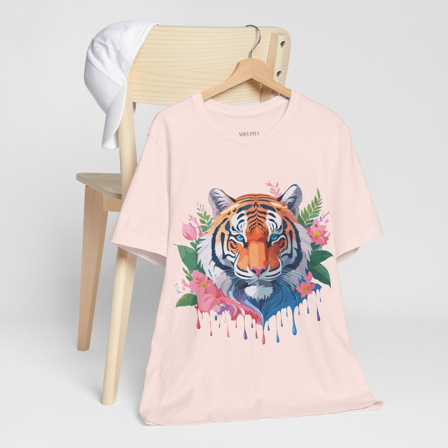 Tiger Graphic Tee Unisex Short Sleeve Shirt With Vintage Inspired Artwork By Adelpha