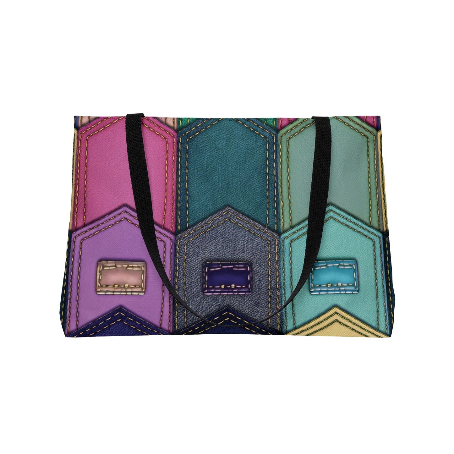 Denim Print Yoga Bag High-Quality 100% Spun Polyester 24x13 Canvas Gym Bag 46